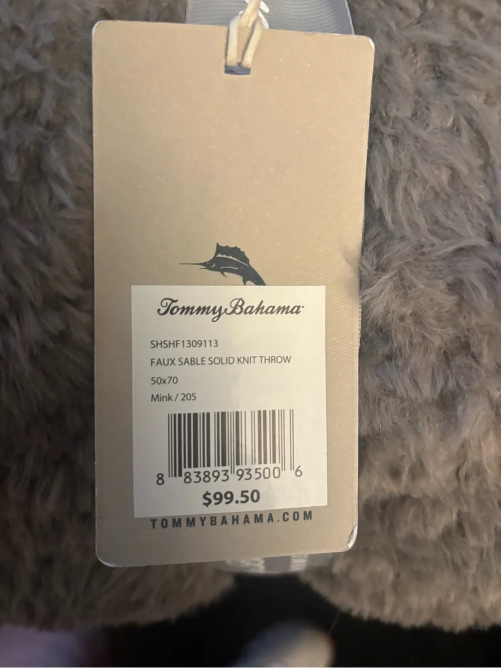 Tommy Bahama Plush Faux Fur Throw in Light Taupe